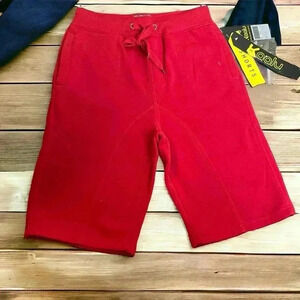 Kaalu NEW With Tags Men's Size Small Red Long Sweat Shorts w 3 Pockets/Tie Waist